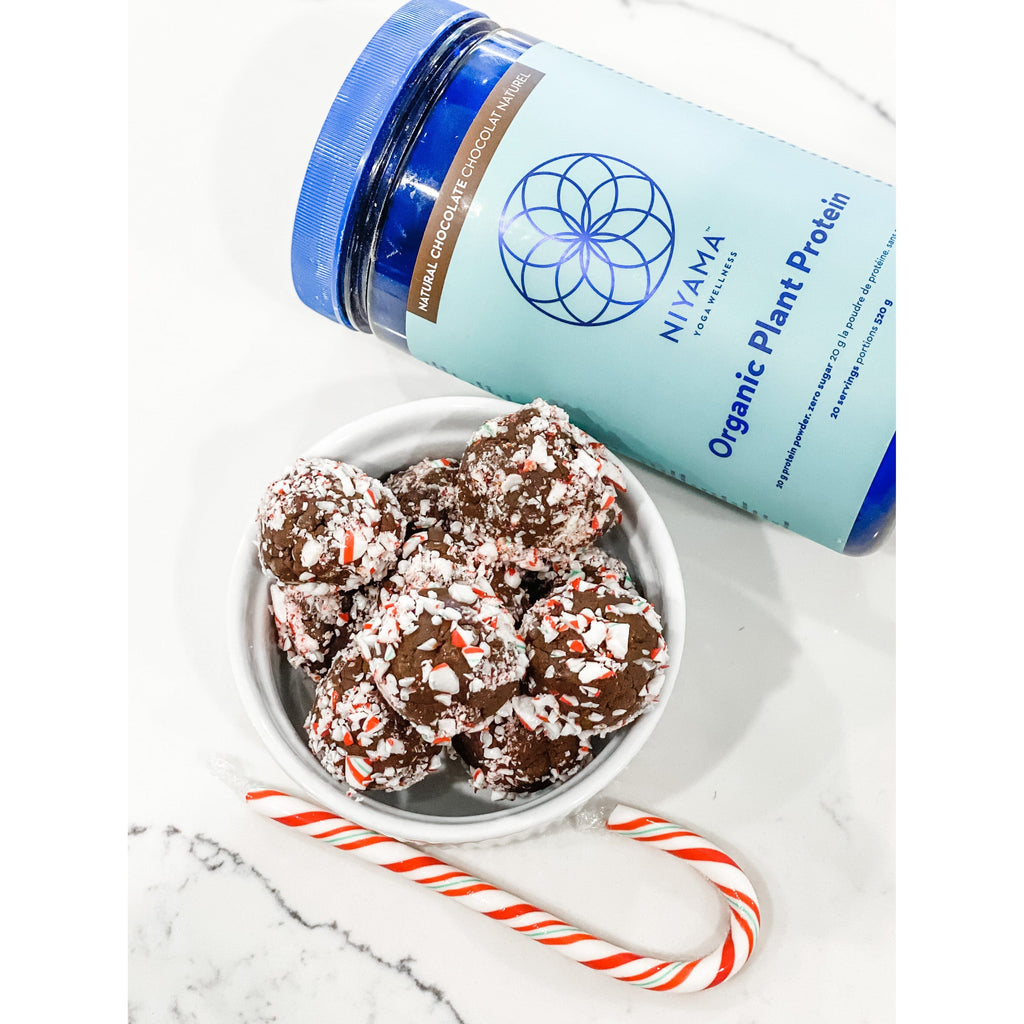 Candy Cane Chocolate Plant Protein Balls