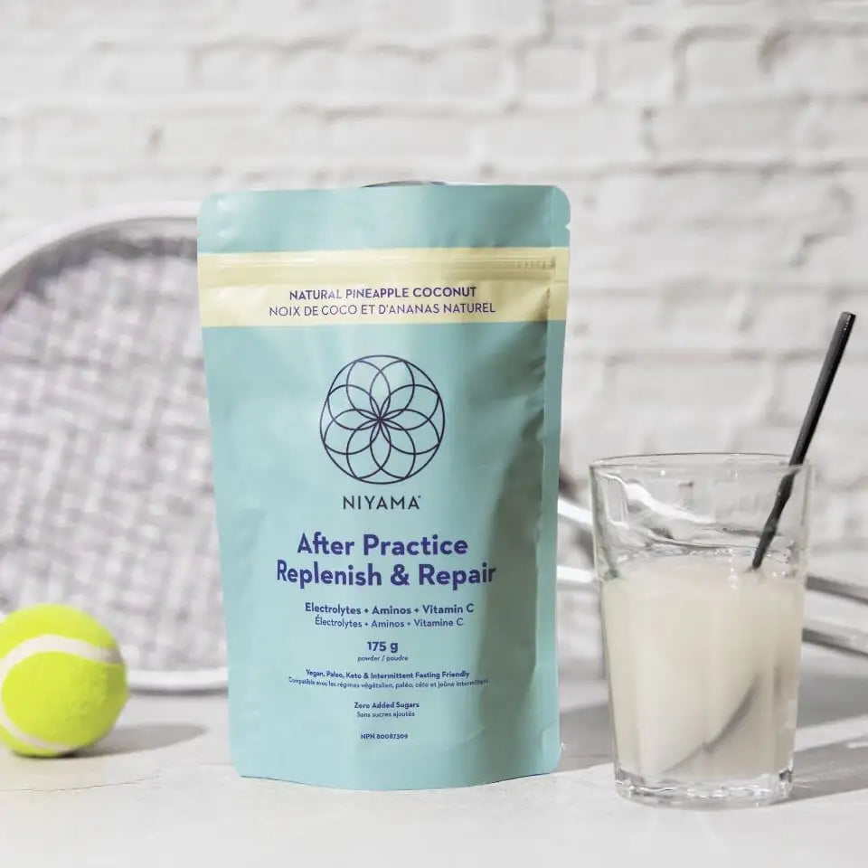 After Sweat Replenish - Electrolytes powder + Aminos + Vit C (formerly After Practice) – Vitamins Supplements | Niyama Welln…