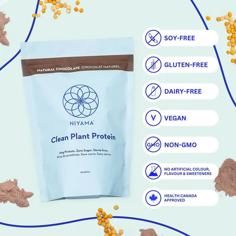 Clean Plant Protein Powder - 14 servings - Natural Chocolate - Stevia-free - Organic niyama-yoga-wellness-store Nourish