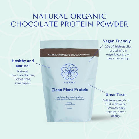 Clean Plant Protein Powder - 28 servings - Natural Chocolate - Stevia-free - Organic niyama-yoga-wellness-store Nourish 28 / powder