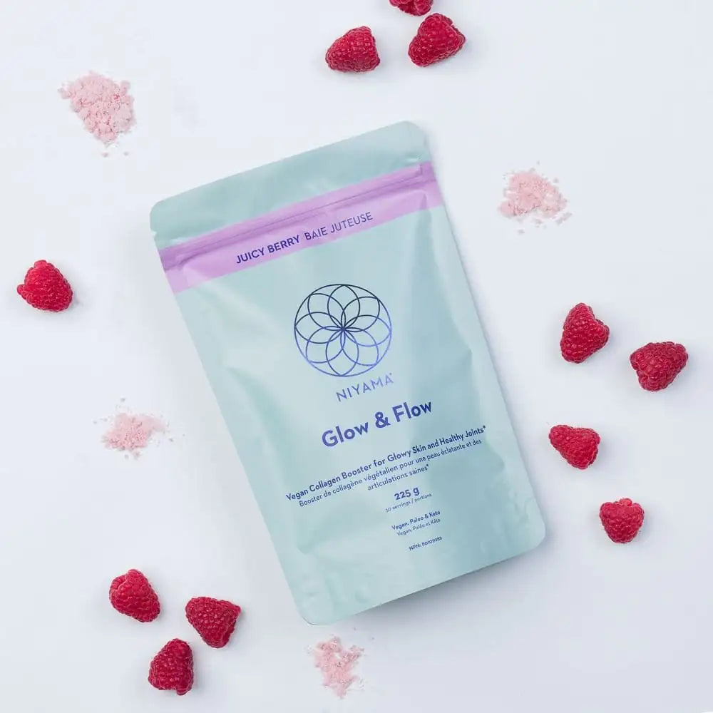 Glow & Flow Vegan Collagen Booster Powder- Juicy Berry Flavour – Nourish | Niyama Wellness