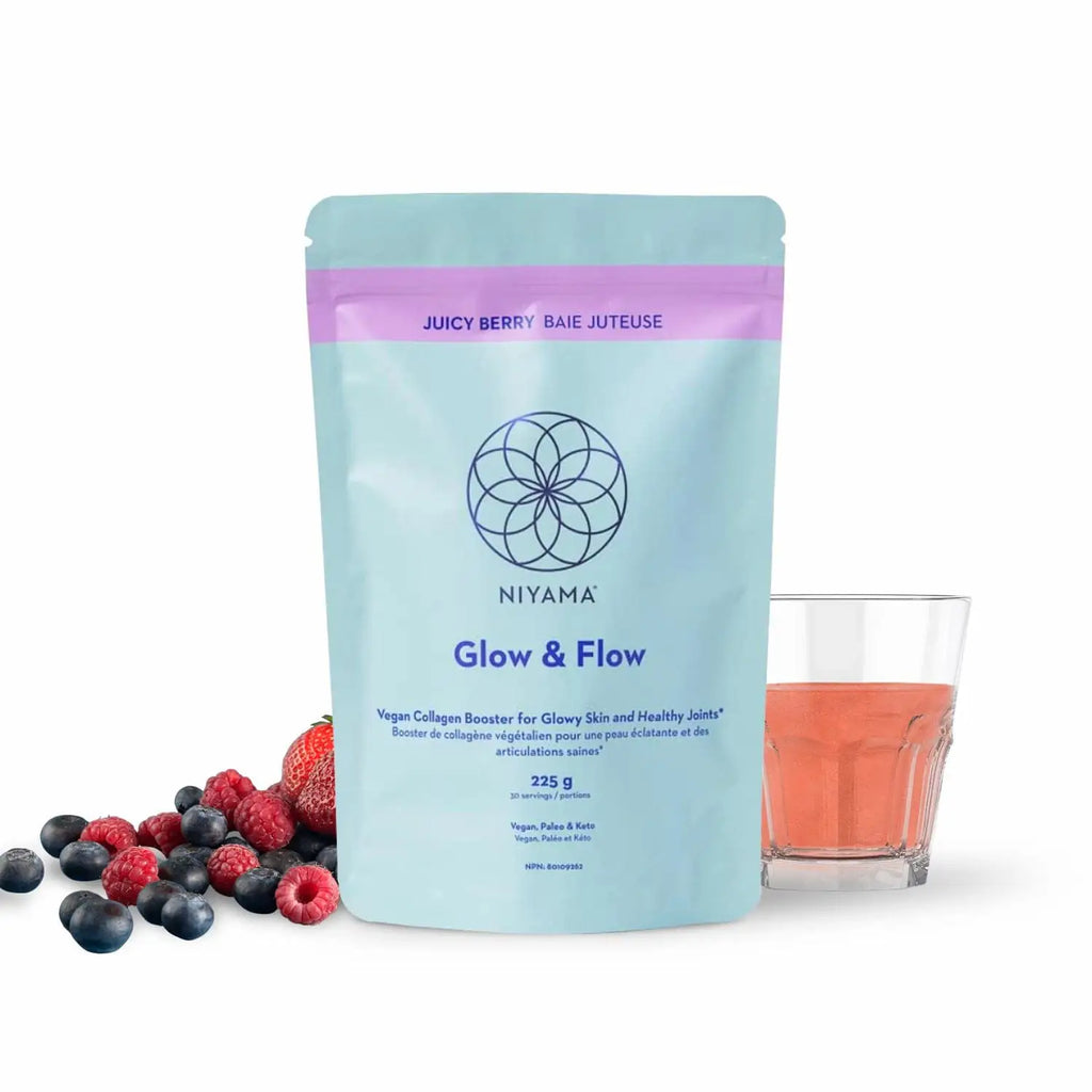 Glow & Flow Vegan Collagen Booster Powder- Juicy Berry Flavour – Nourish | Niyama Wellness