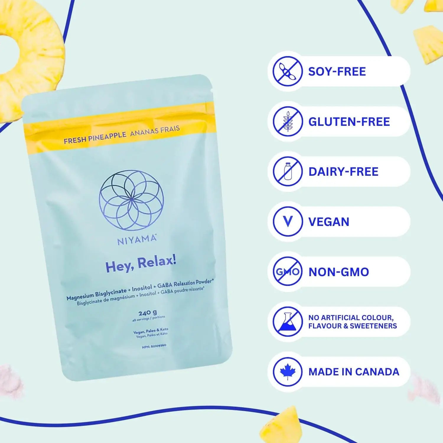 Hey Relax Magnesium Glycinate Powder - Available in 2 Flavours by Niyama Wellness