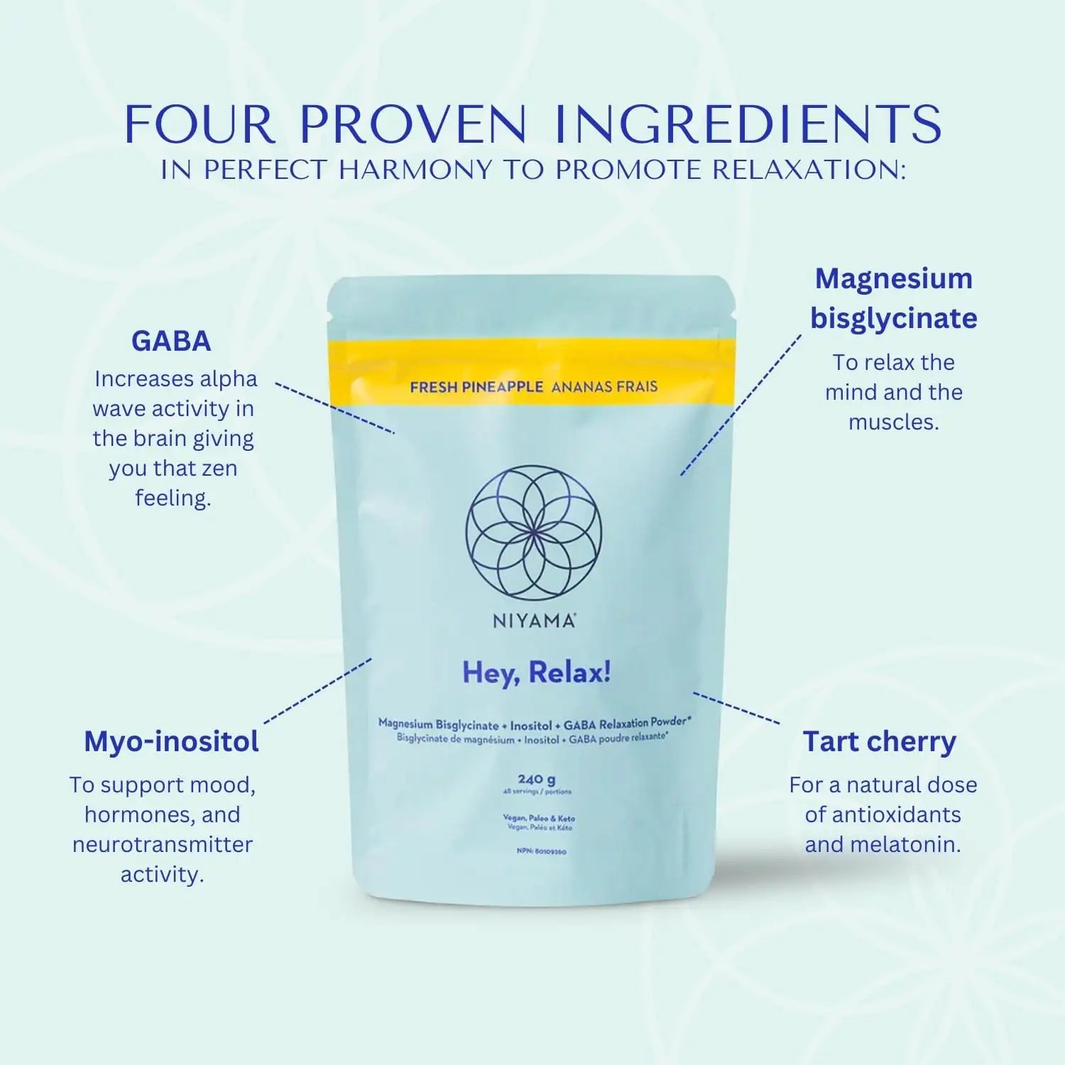 Hey Relax Magnesium Glycinate Powder - Available in 2 Flavours by Niyama Wellness