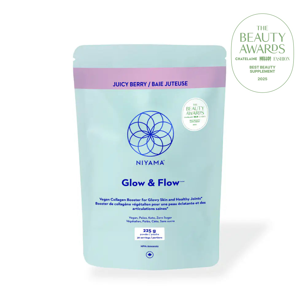 Glow & Flow Vegan Collagen Booster Powder – Juicy Berry Flavour, Niyama Wellness, winner of The Beauty Awards 2025 Best Beauty Supplement