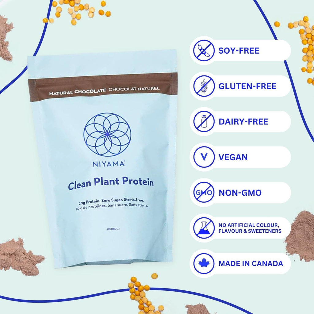 Clean Plant Protein Powder 28 servings- Natural Chocolate - Stevia-free - with real Organic Cocoa niyama-yoga-wellness-store Nourish 28 / powder