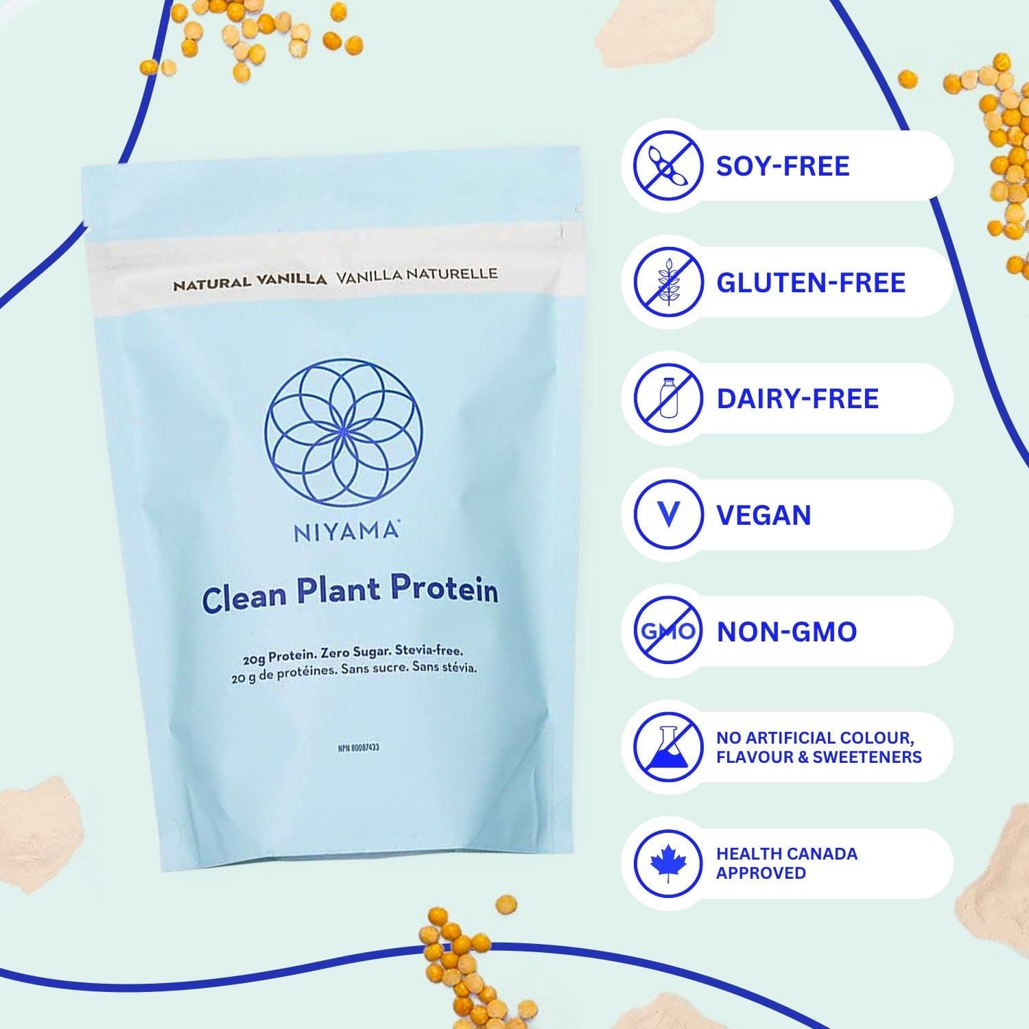 Clean Plant Protein Powder - 28 servings - Stevia-free - Organic – Natural Vanilla Nourish | Niyama Wellness